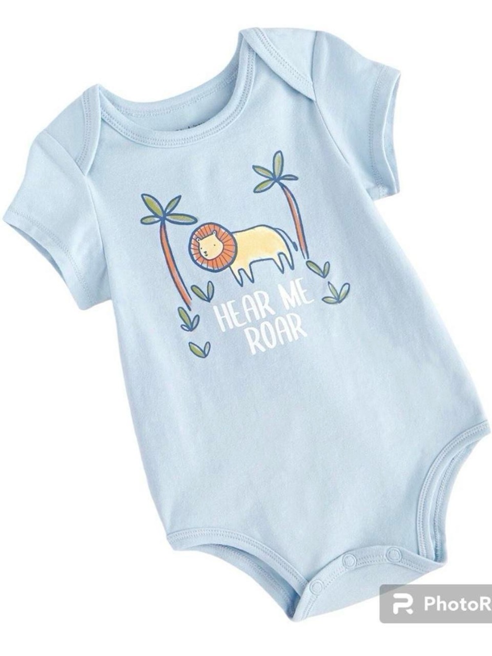 First Impressions Baby Boy Blue Lion Hear Me Roar Bodysuit 0-3M Short Sleeve
